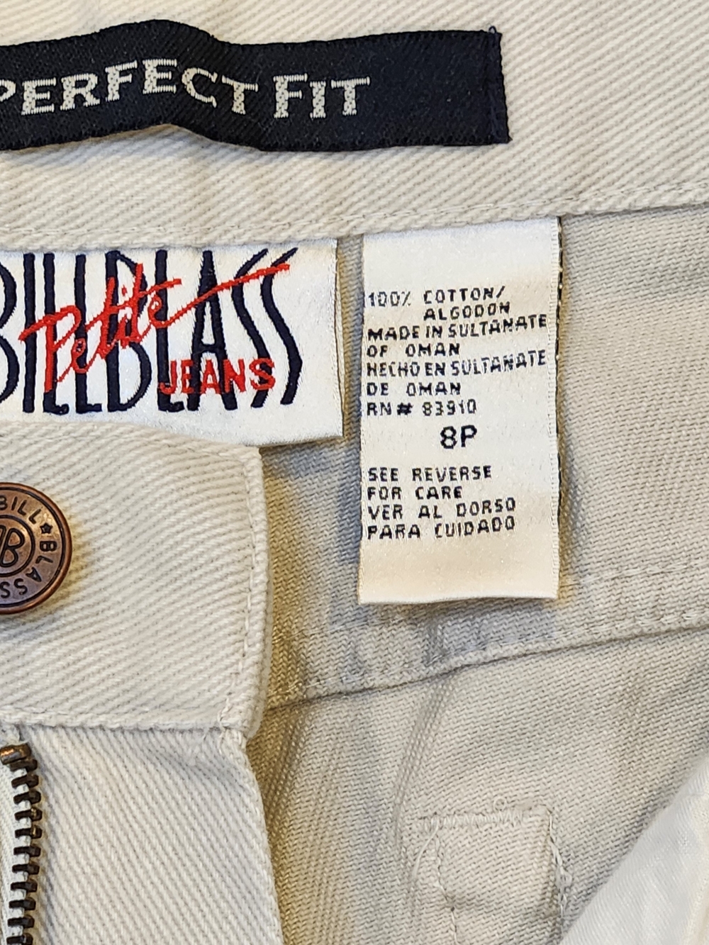 Vintage Deadstock Bill Blass Perfect Fit Petite Jeans High Rise Straight Leg 10P - Picture 4 of 12